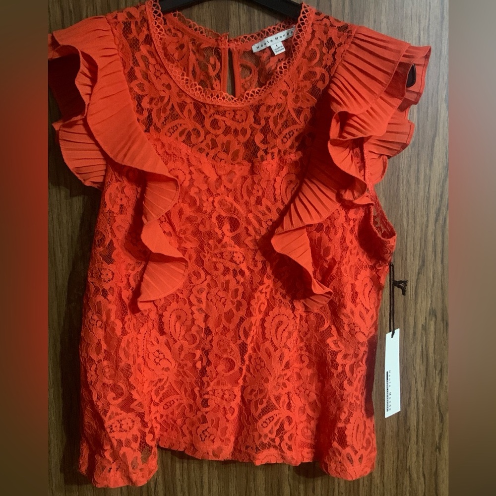 NWT lace and ruffled blouse
